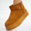 Ghete Dama Imblanite Camel din Piele Ecologica Intoarsa Gargs, 37