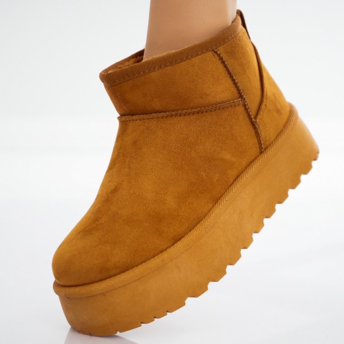 Ghete Dama Imblanite Camel din Piele Ecologica Intoarsa Gargs, 37