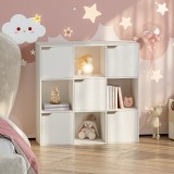 Etajera pentru copii Ljunshund 3x3 cu 9 compartimente, alba, 90x90x30 cm