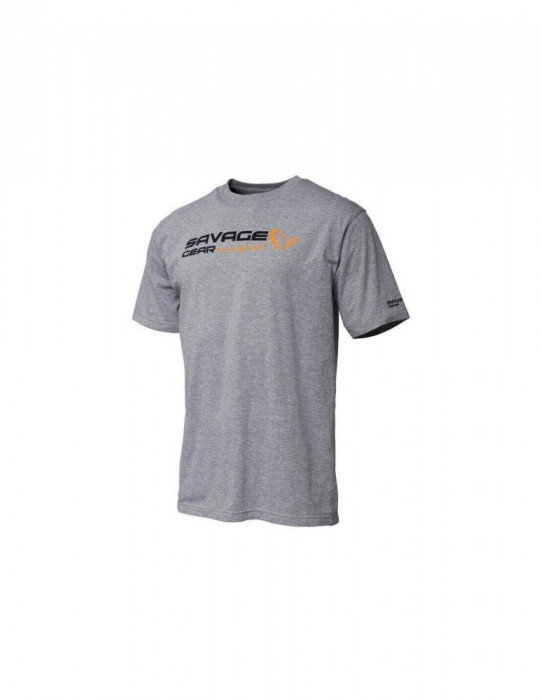 Tricou Savage Gear Signature Logo, Culoare Grey Melange,Marime S