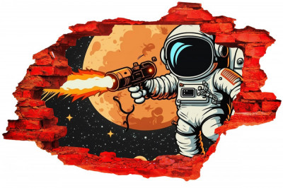 Sticker decorativ Astronaut, Negru, 90 cm, 8091ST-2 foto