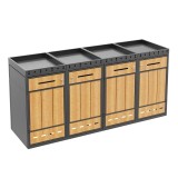 Cutie pentru pubele cu jardiniieră, pentru 4 pubele, acces frontal cu &icirc;ncuietoare și m&acirc;ner, 264x80x124 cm, Gri+Culoare naturală