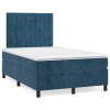 VidaXL Pat box spring cu saltea/LED albastru &icirc;nchis 120x190cm catifea 3270327