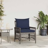 VidaXL Scaun de grădină cu perne gri, 60x70x78 cm, din rattan plastic.
