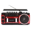 Radio casetofon portabil, cu caseta si Bluetooth, cu funcție de &icirc;nregistrare si derulare, mufa casti, rosu/negru