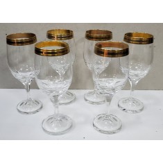 Sase pahare din cristal pentru bauturi aperitiv, Bohemia, cca 1940