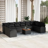 Gossi set canapele gradina 11 piese cu perne negru poliratan acacia