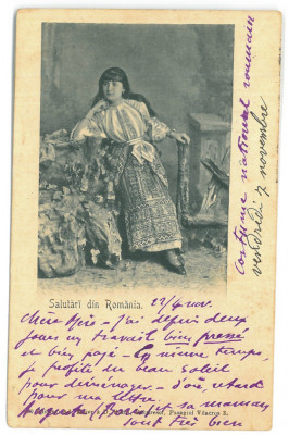 4478 - ETHNIC Woman, Litho, Romania - old postcard - used - 1902 foto