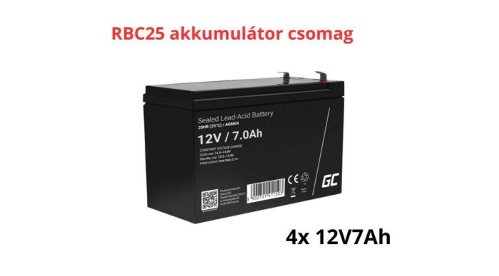Pachet de baterii de &icirc;nlocuire APC RBC25 (4x 12V 7Ah)