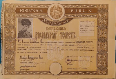 QW13 14 - 1948 - Diploma bacalaureat - Liceul militar Craiova - 45/32 cm foto