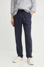 Les Deux pantaloni din in culoarea albastru marin, drept, LDM510162 foto
