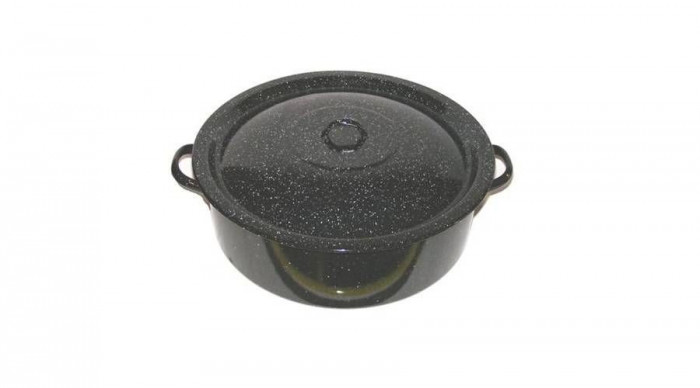 Cratita emailata cu capac 40l neagra Handy KitchenServ
