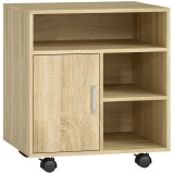 HOMCOM Dulăpior pentru Imprimantă cu Rafturi Deschise și Compartiment din Lemn, 60x50x65,5 cm, Nuanță Lemn | Aosom Romania