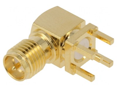 Soclu RP-SMA 90&amp;deg; pentru PCB aurit foto