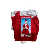 Costum Craciunita, 3 piese, Rosu/Alb