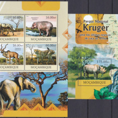 DB1 Fauna Africana Mozambic Parcul Kruger Lei Rinoceri Elefanti MS + SS MNH