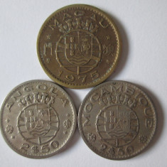 Lot 3 monede Macau/Angola/Mozambic:10 Avos 1975/2.5 Escudos1969/2.5 Escudos 1954