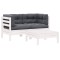 vidaXL Set mobilier de grădină cu perne, 3 piese, alb, lemn masiv pin 806677