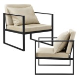 Fotoliu design Lora set 2 buc cu perna pentru spate culoarea nisipului [en.casa] HausGarden Leisure