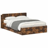 vidaXL Cadru de pat cu depozitare Stejar fumuriu 135 x 190 cm 3433952