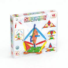 Set de constructie magnetic Supermag Projects Multicolor, 45 piese