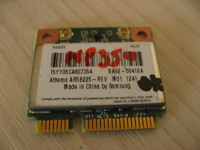 Placa wireless laptop Samsung NP350, AR5B225, BA92-08418A foto