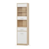 Cumpara ieftin Biblioteca mdf alb natur stejar sonoma Teyo 50.2x34.3x195 cm