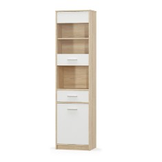 Biblioteca mdf alb natur stejar sonoma Teyo 50.2x34.3x195 cm