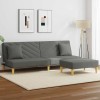 Canapea Extensibila 2 Locuri Gri Inchis Textil vidaXL cu Taburet si Perne Decorative, 200x84.5x69 cm