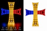 Cumpara ieftin Cruce LED Tricolor Rom&acirc;nia 84 LED, 12V-24V, USB, 25x20 cm