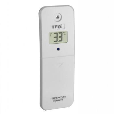 Transmitator wireless digital pentru temperatura si umiditate, afisaj LCD, alb, compatibil MARBELLA, TFA 30.3239.02 Children SafetyCare foto