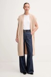 United Colors of Benetton cardigan din amestec de l&acirc;nă culoarea bej, 122HD6051