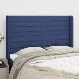 VidaXL Tăblie de pat cu aripioare, albastru, 147x16x118/128 cm, textil
