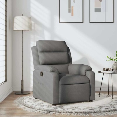 vidaXL Fotoliu rabatabil, gri &amp;icirc;nchis, material textil 373463 foto
