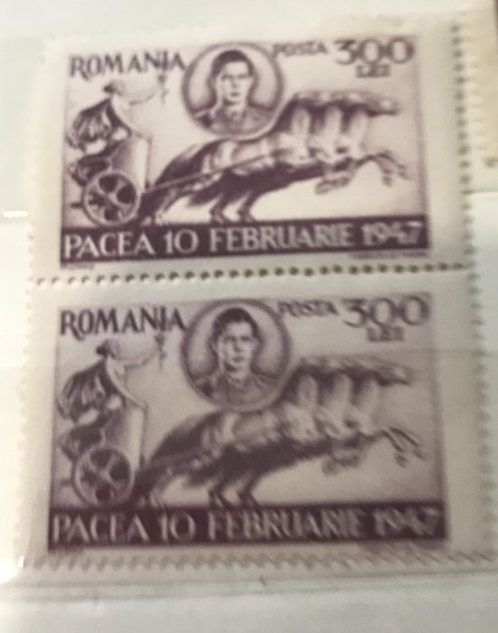Timbre Pacea 10 februarie 1947 bloc de 2