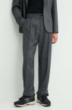 HUGO pantaloni din lana culoarea gri, cu fason chinos, 50520686