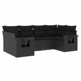 Cumpara ieftin Set mobilier de gradina cu perne, 6 piese, negru, poliratan