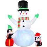 Outsunny Om de zăpadă gonflabil de Crăciun, 243 cm, cu lumină LED colorată, pentru exterior | Aosom Romania