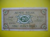 HOPCT BELGIA 20 FRANCS /FRANCI 1946 ARMATA BELGIANA-BANCNOTA MILITARA-RARA