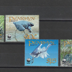 Penrhyn 2008- Fauna,WWF,Pasari,serie 4 valori,MNH,Mi.611-614