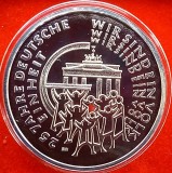(A56) MONEDA DIN ARGINT GERMANIA - 25 EURO 2015, LIT J, REUNIFICAREA GERMANIEI, TIRAJ 50.000 BUC, STARE PROOF