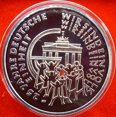 (A56) MONEDA DIN ARGINT GERMANIA - 25 EURO 2015, LIT J, REUNIFICAREA GERMANIEI, TIRAJ 50.000 BUC, STARE PROOF