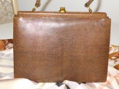Poseta vintage , piele sopirla ,esarfa designer cadou foto