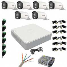 Sistem supraveghere Hikvision 6 camere 5MP ColorVu, Color noaptea 40m, DVR cu 8 canale 8MP, accesorii incluse SafetyGuard Surveillance