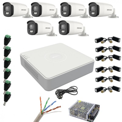 Sistem supraveghere Hikvision 6 camere 5MP ColorVu, Color noaptea 40m, DVR cu 8 canale 8MP, accesorii incluse SafetyGuard Surveillance foto