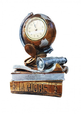 Ceas de masa, Glob pamantesc pe carte, Maro, 25 cm, FM04919 foto