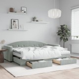 Cumpara ieftin Pat de zi cu extensie și sertare, gri deschis 80x200 cm catifea