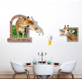 Cumpara ieftin Sticker decorativ, fereastra cu 2 girafe 130 cm, 1324ST, Oem