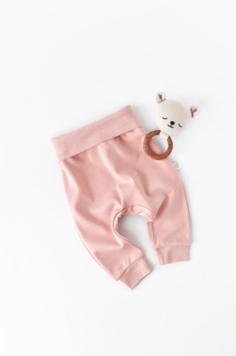 Pantaloni Bebe Unisex din bumbac organic Roz pudra BabyCosy (Marime: 9-12 luni) foto