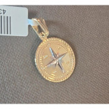 Medalion talisman placat cu aur galben si alb Stea - 1.6 cm, SaraTremo